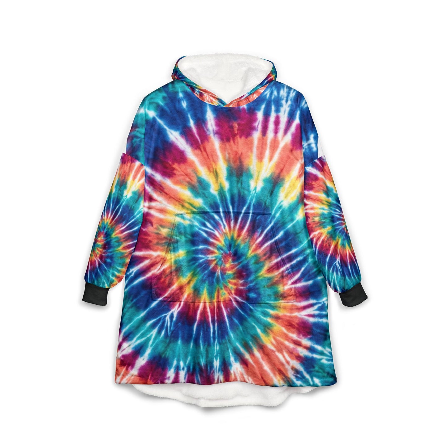 Tie-Dye Hooded Blanket — Colorful Spiral Cozy Throw for Lounging & Festivals