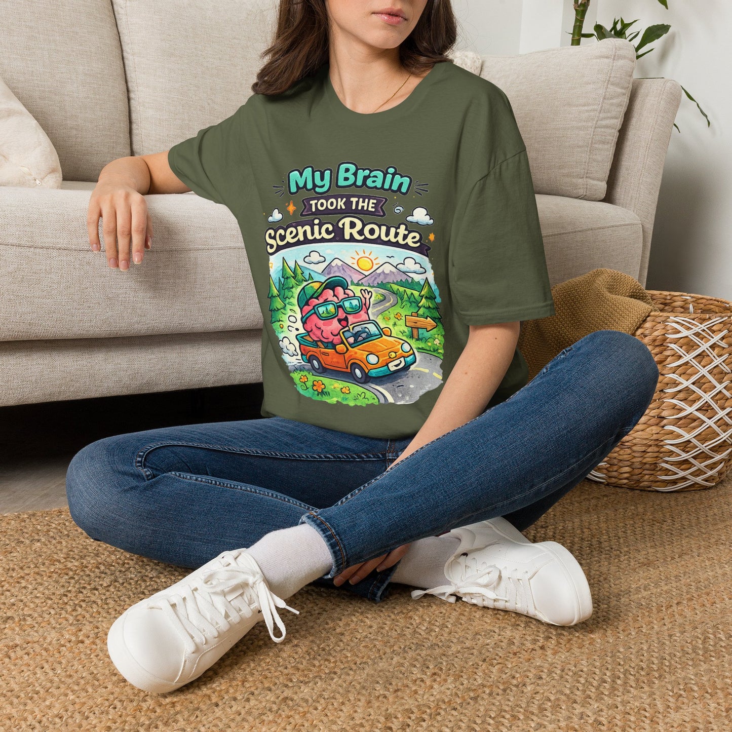 Scenic Route T-Shirt — "My Brain Took the Scenic Route" Road Trip Tee