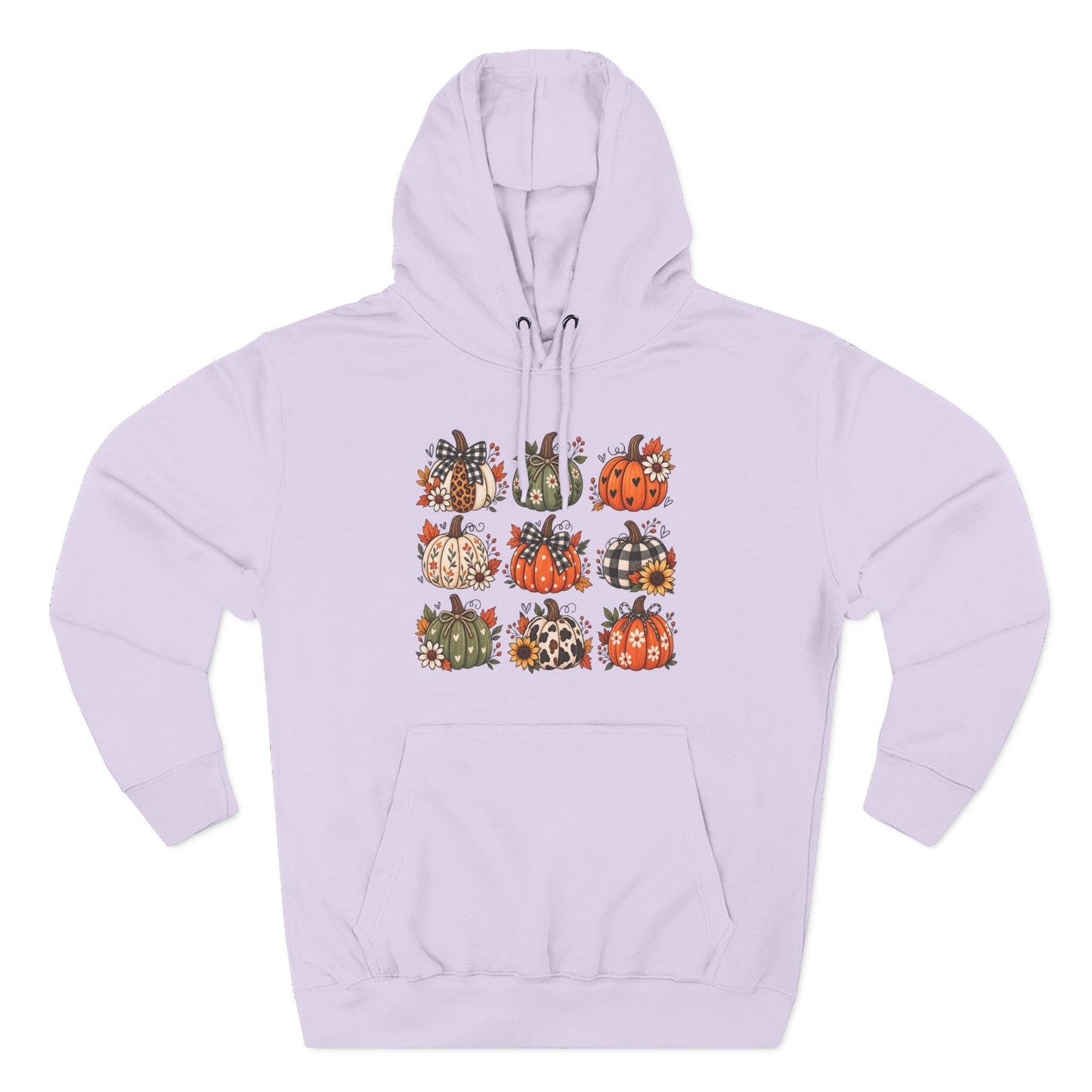Pumpkin Patch Panel Hoodie — Fall Plaid & Floral Pumpkin Design