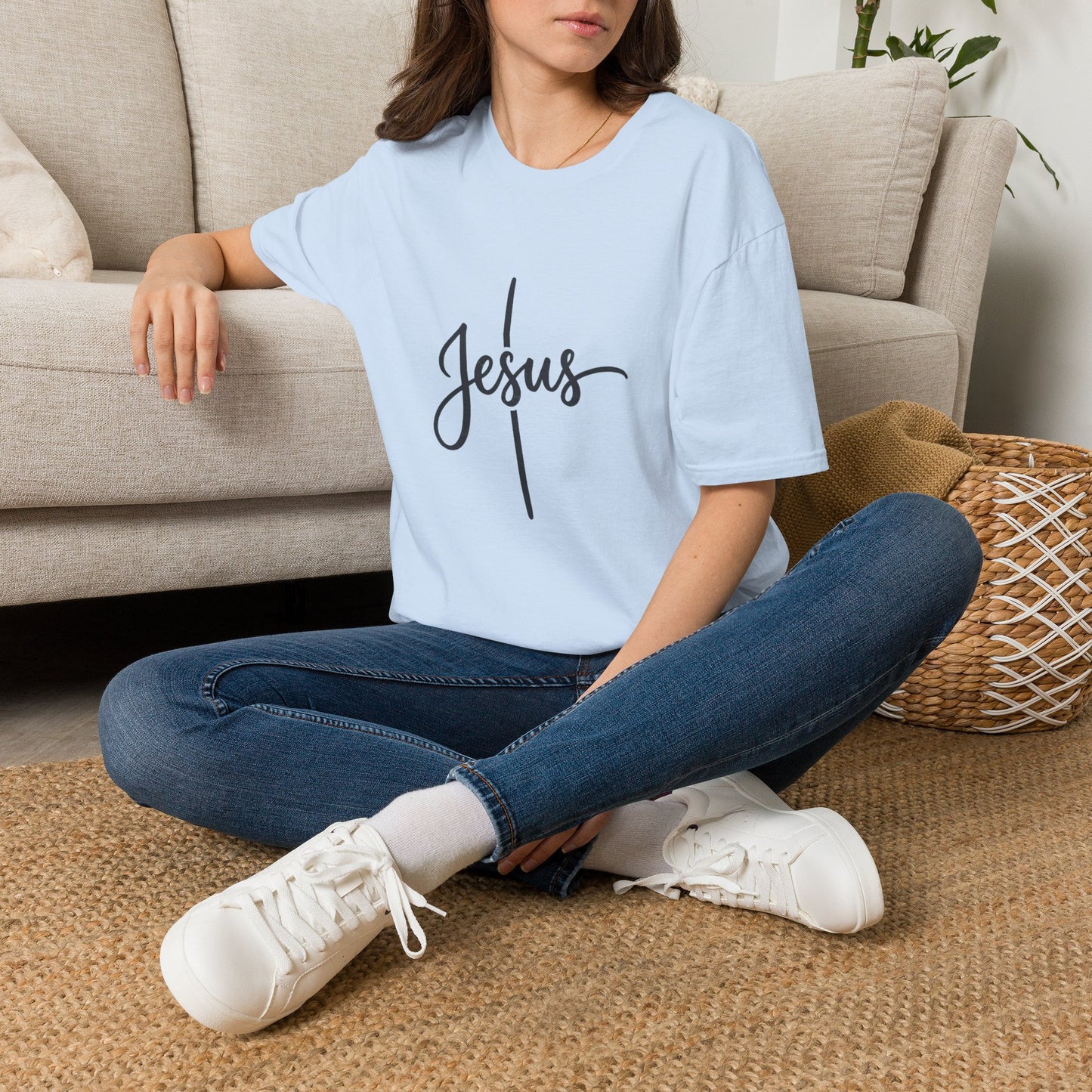 Jesus Script Cross T-Shirt — Faith Christian Tee
