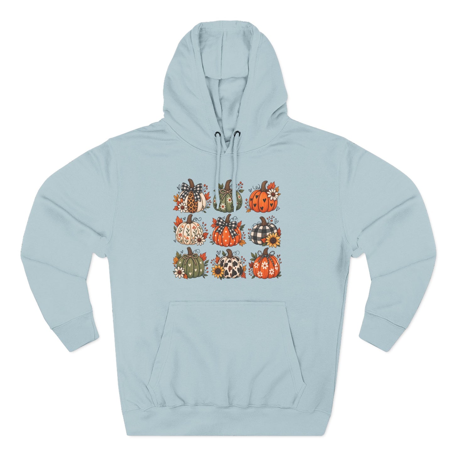Pumpkin Patch Panel Hoodie — Fall Plaid & Floral Pumpkin Design