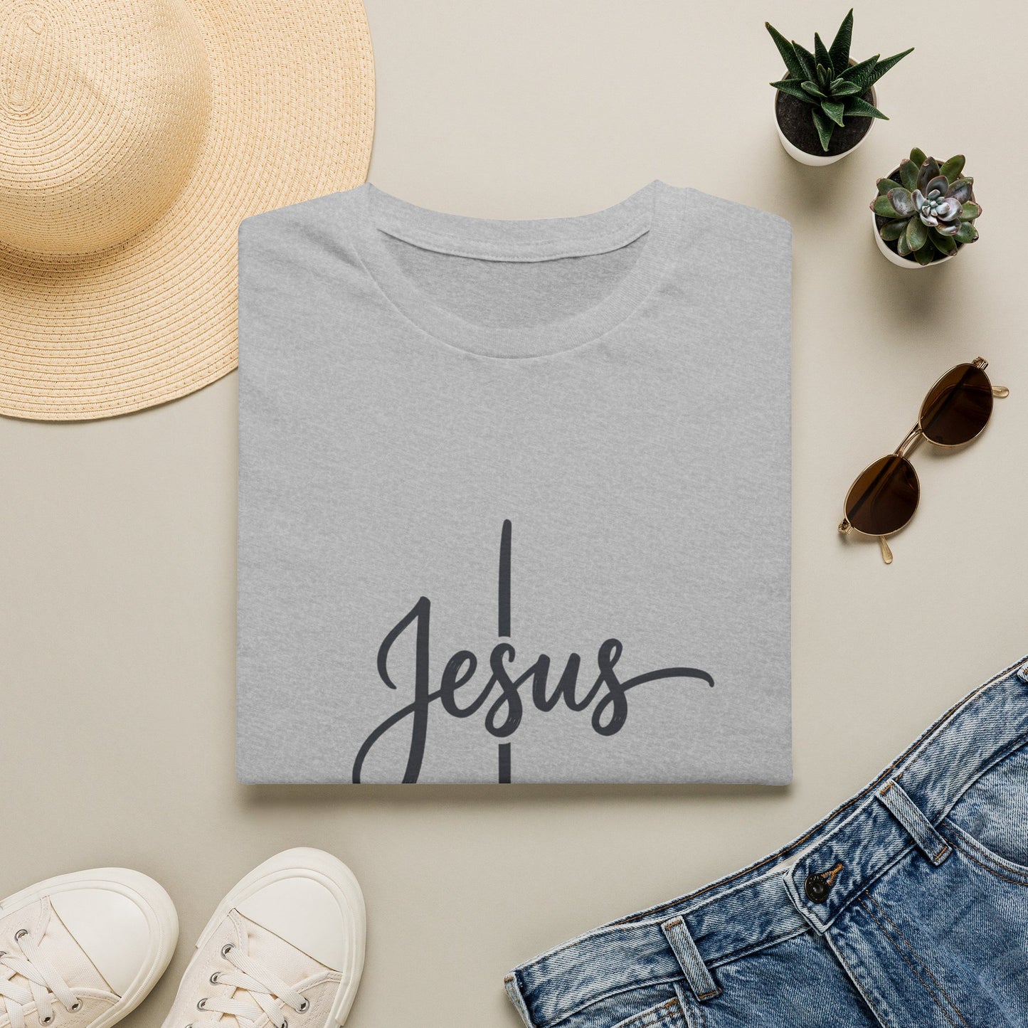 Jesus Script Cross T-Shirt — Faith Christian Tee