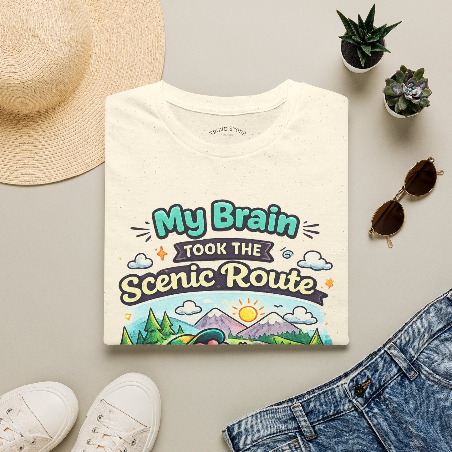 Scenic Route T-Shirt — "My Brain Took the Scenic Route" Road Trip Tee