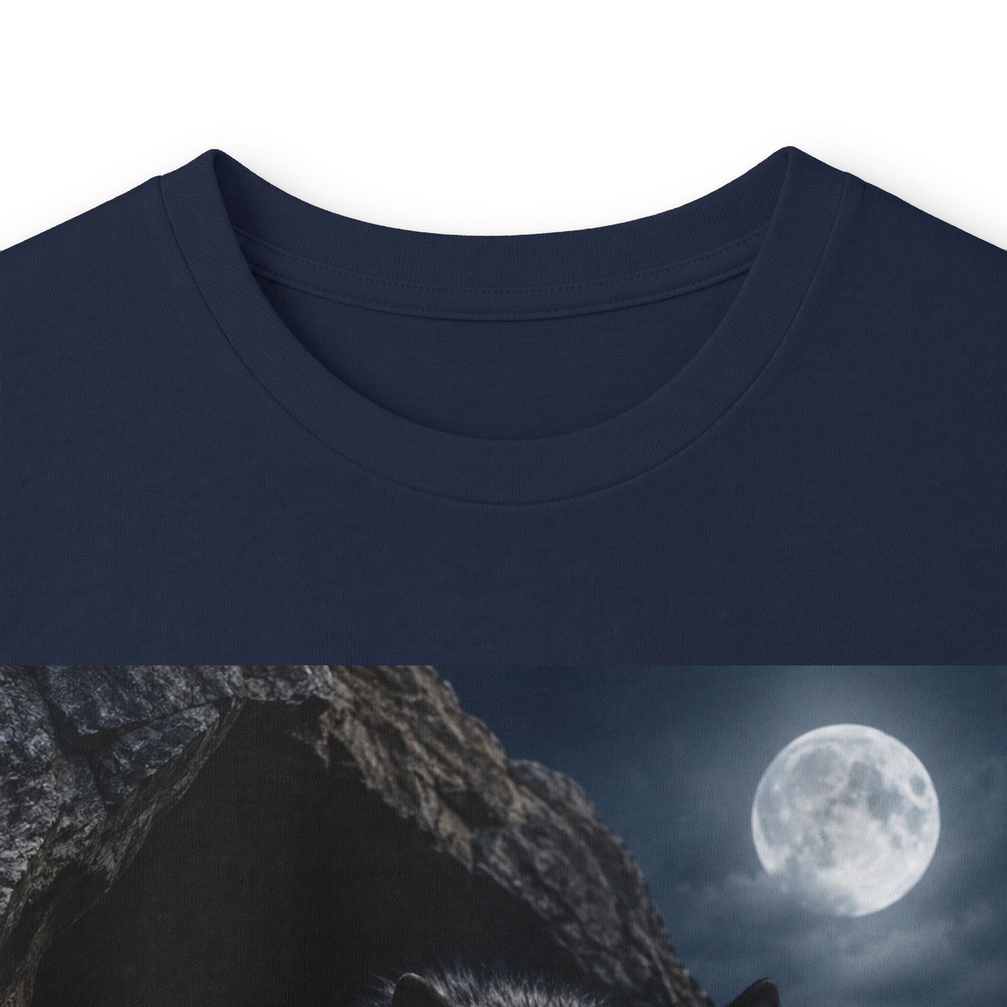 Wolf Moon Long Sleeve Tee — Realistic Wolf Night Graphic