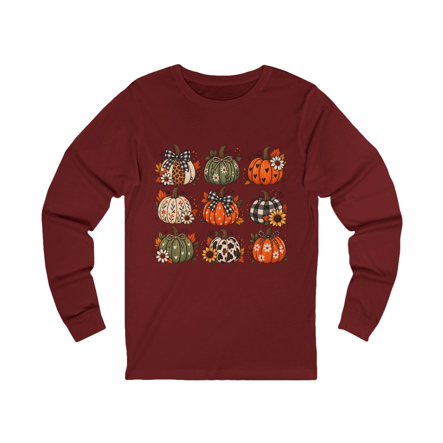 Autumn Patchwork Pumpkins Long Sleeve Tee