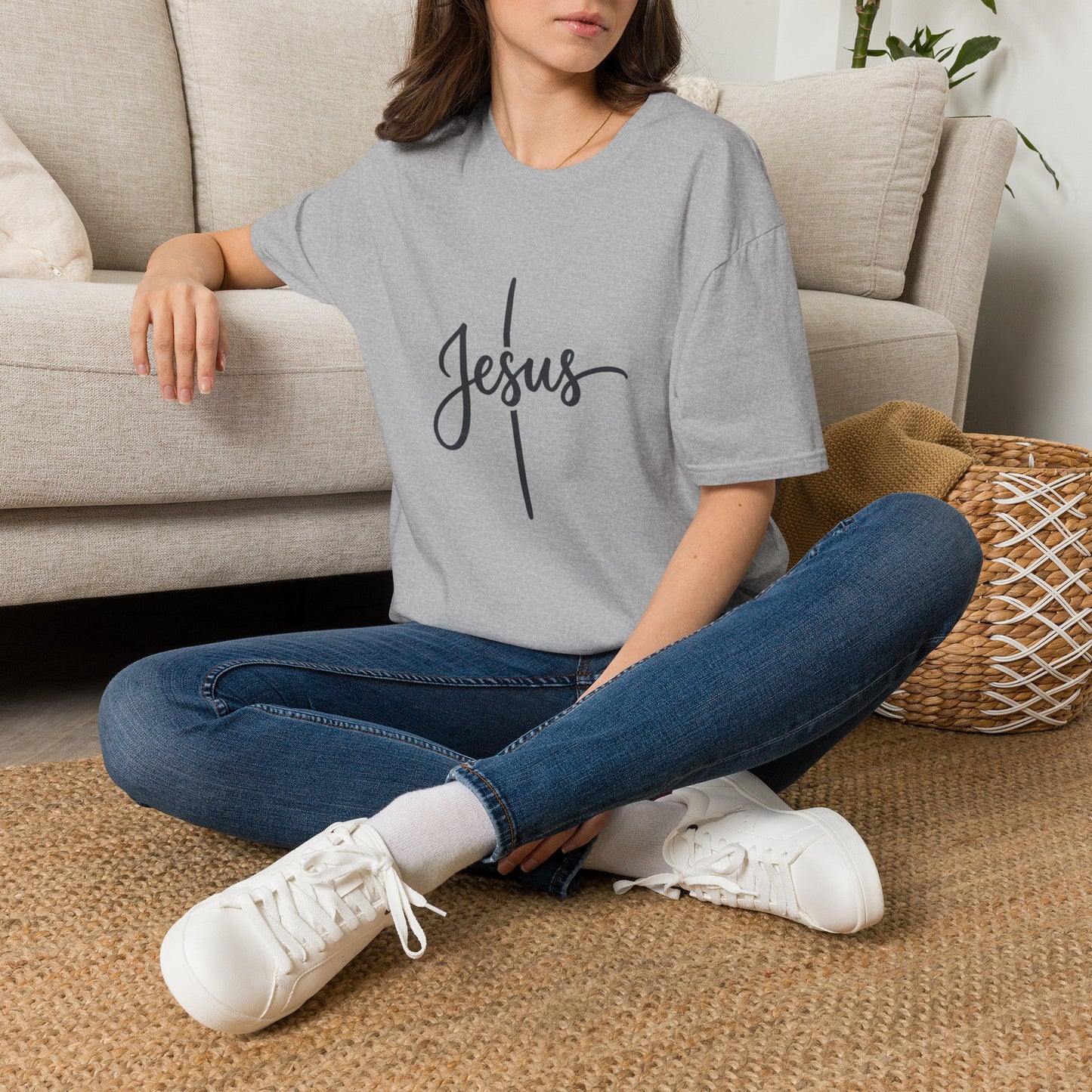 Jesus Script Cross T-Shirt — Faith Christian Tee