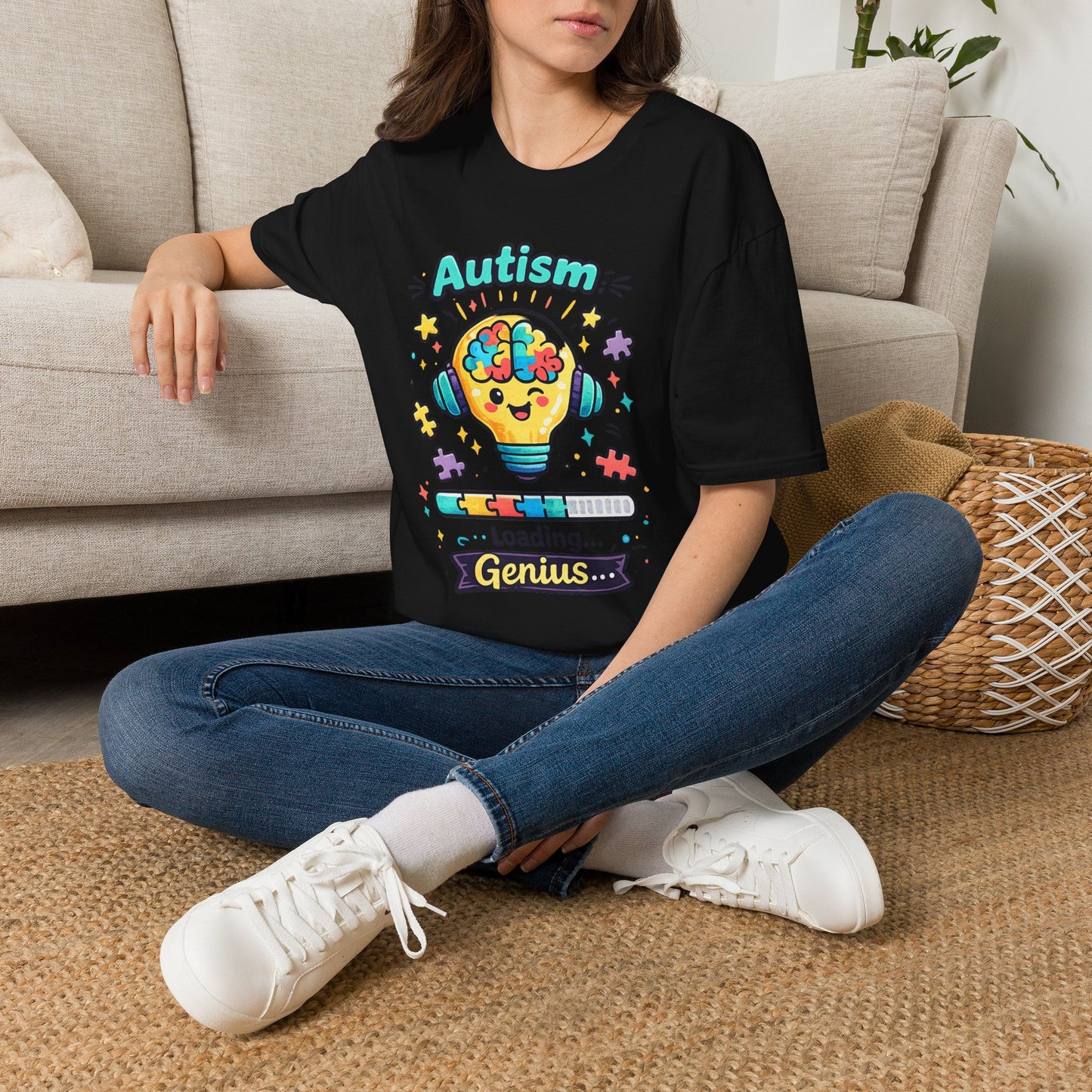 Autism Awareness T-Shirt — Cute 'Loading Genius' Puzzle Lightbulb Design
