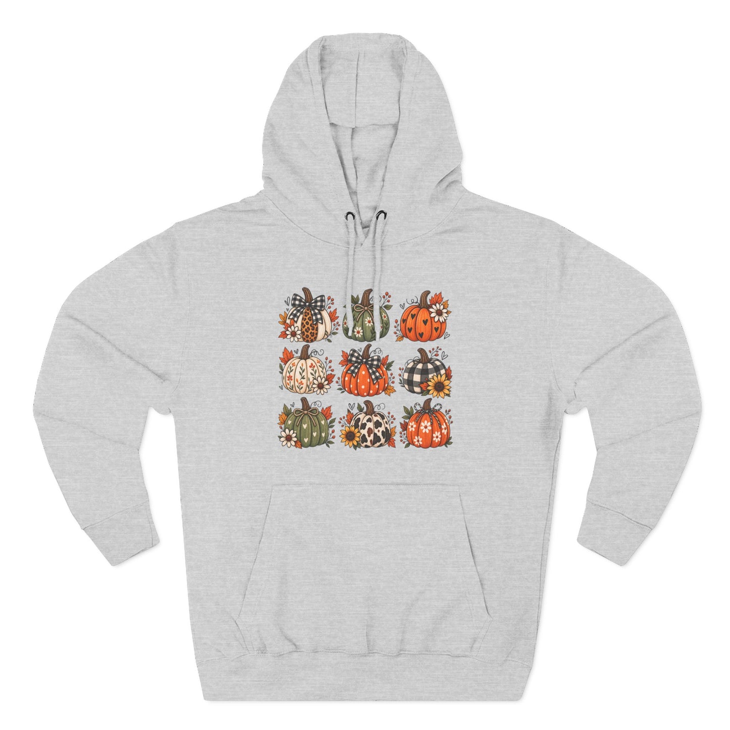 Pumpkin Patch Panel Hoodie — Fall Plaid & Floral Pumpkin Design