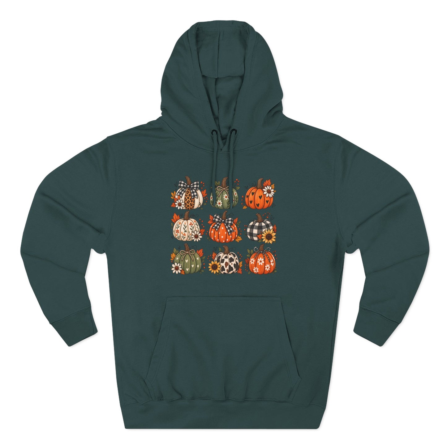 Pumpkin Patch Panel Hoodie — Fall Plaid & Floral Pumpkin Design