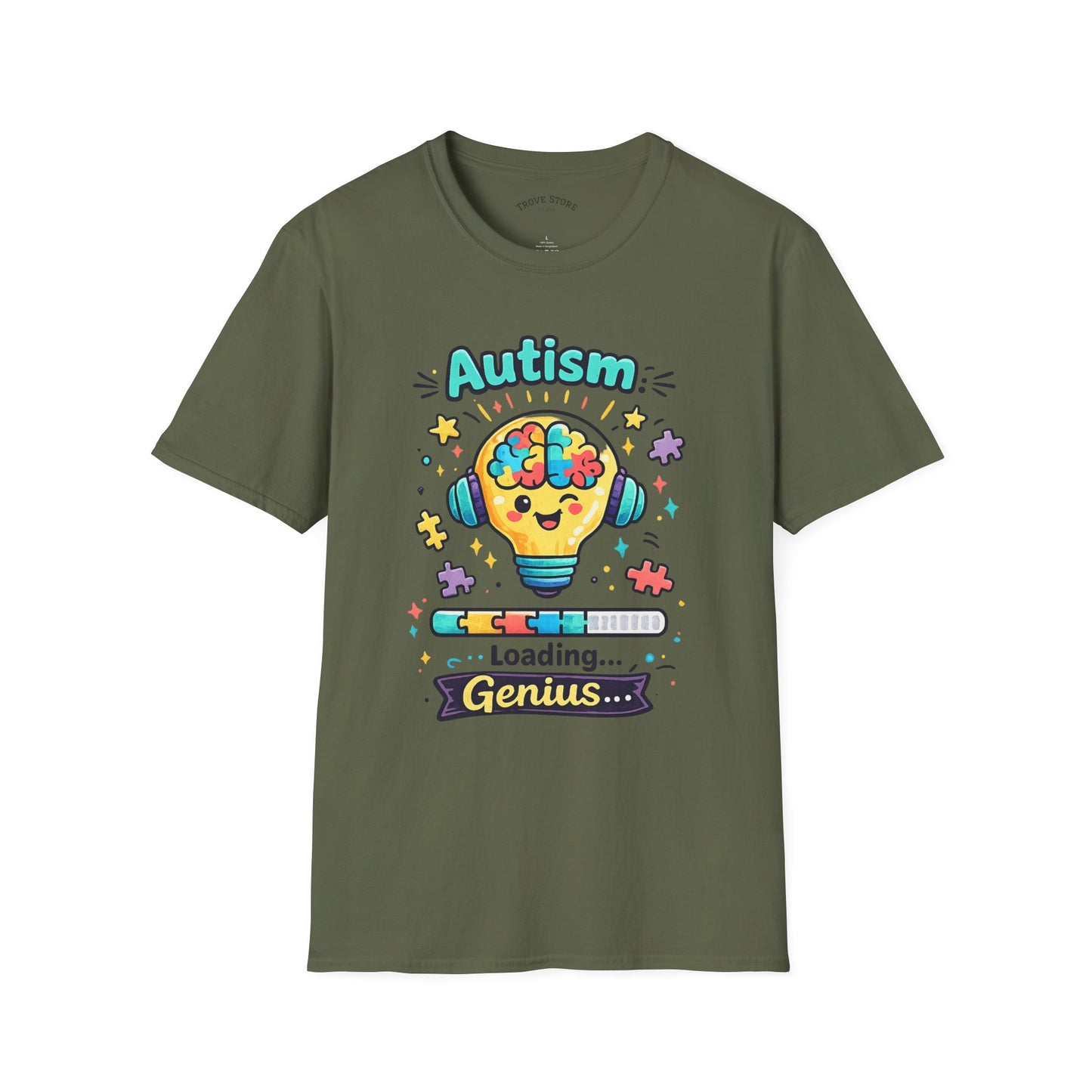 Autism Awareness T-Shirt — Cute 'Loading Genius' Puzzle Lightbulb Design