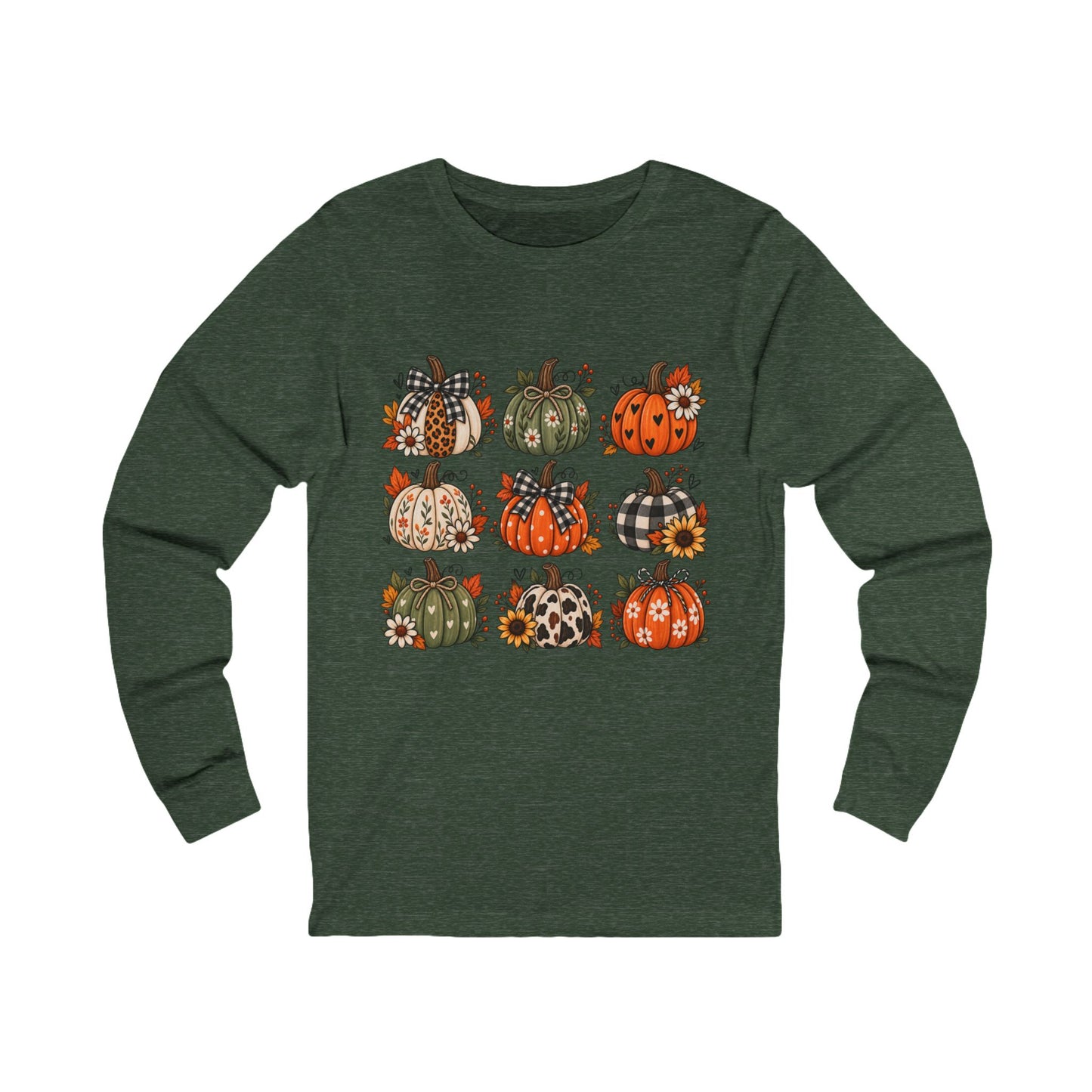 Autumn Patchwork Pumpkins Long Sleeve Tee