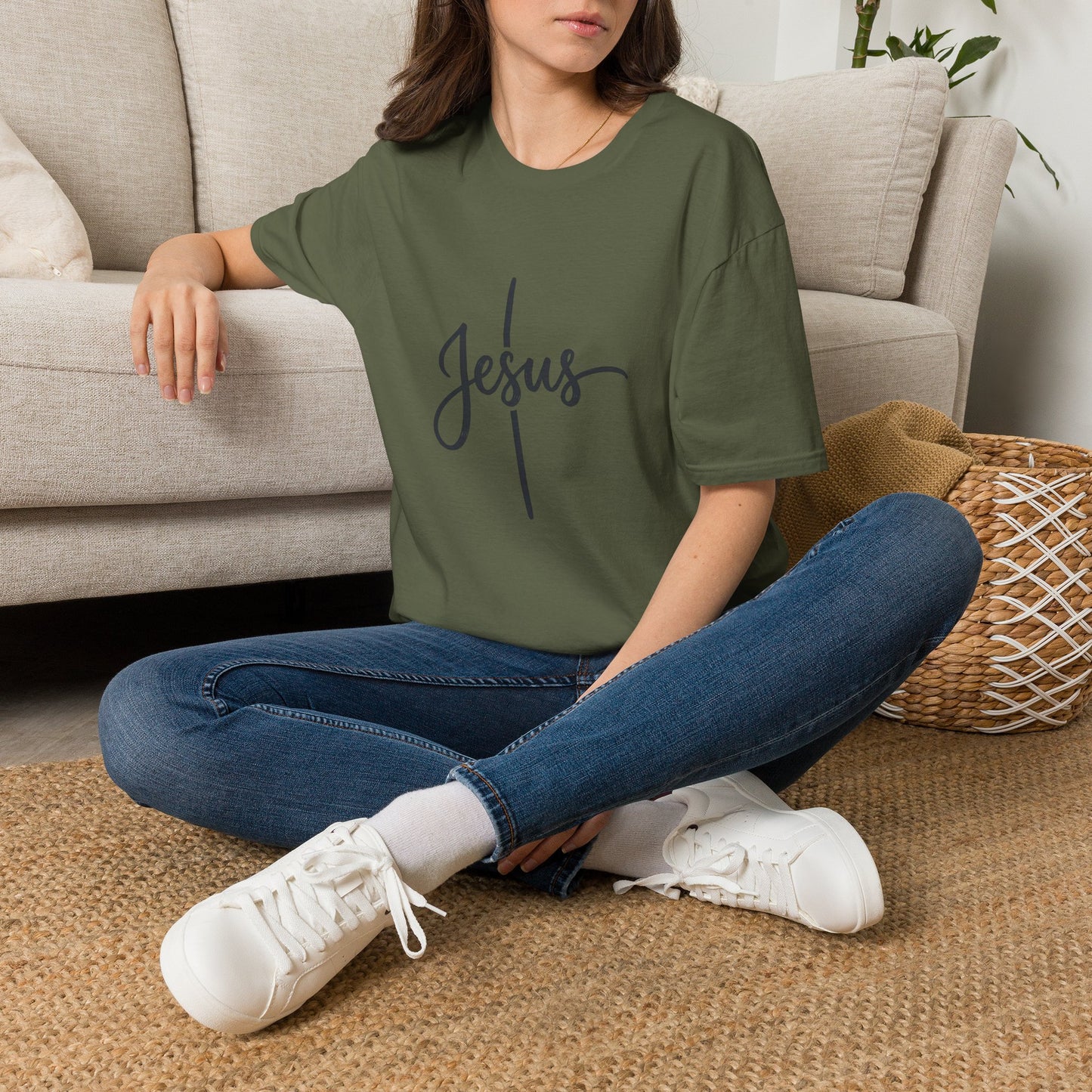 Jesus Script Cross T-Shirt — Faith Christian Tee