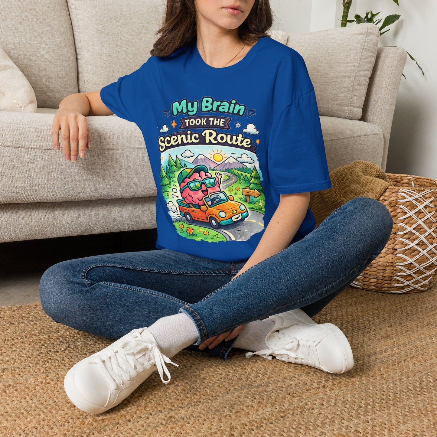 Scenic Route T-Shirt — "My Brain Took the Scenic Route" Road Trip Tee