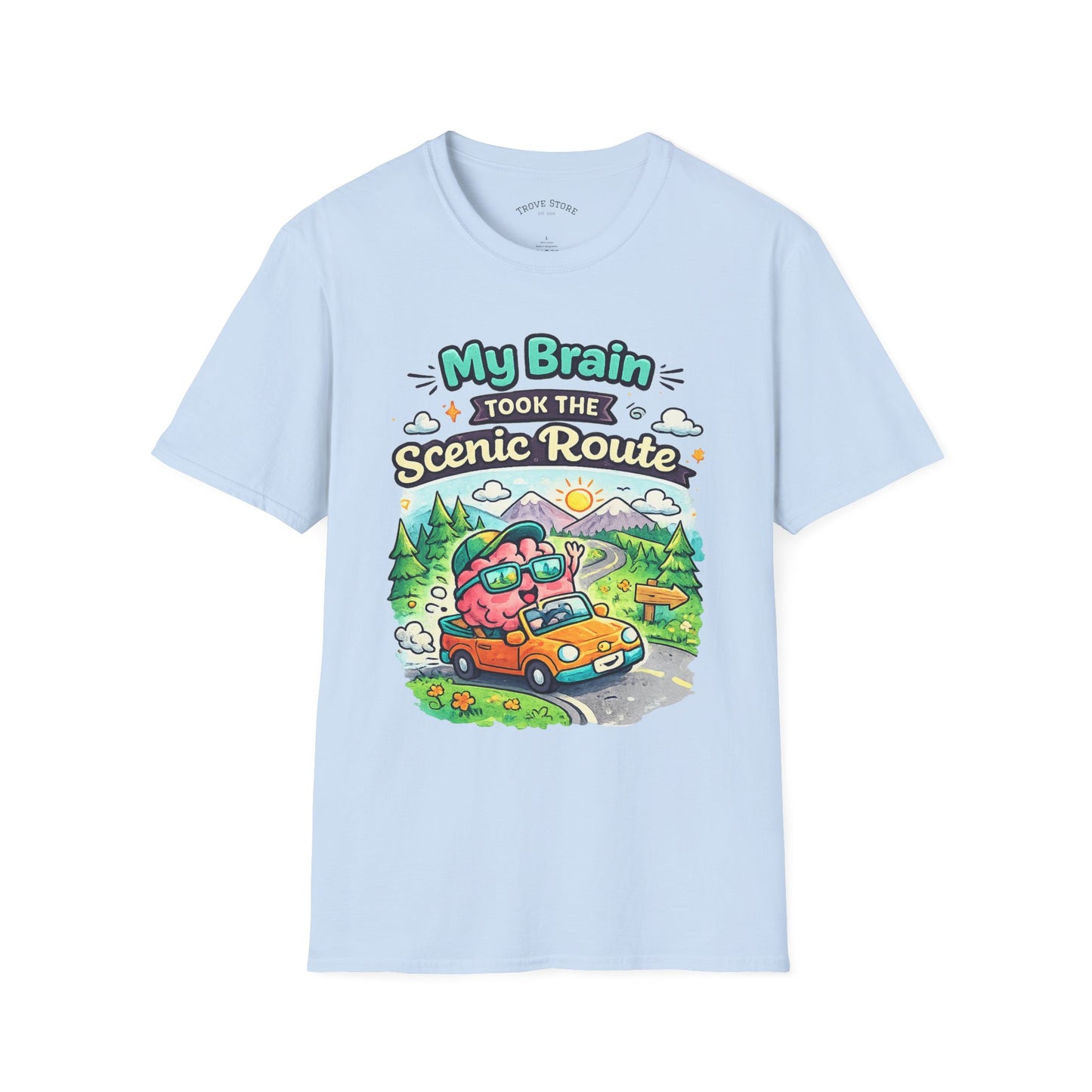 Scenic Route T-Shirt — "My Brain Took the Scenic Route" Road Trip Tee