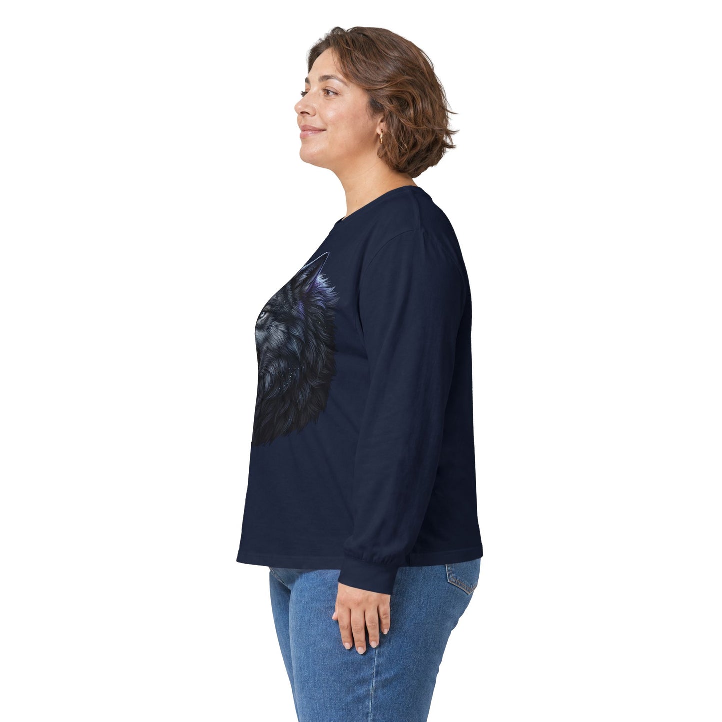 Black Wolf Head Long Sleeve Tee — Fierce Wildlife Graphic Shirt