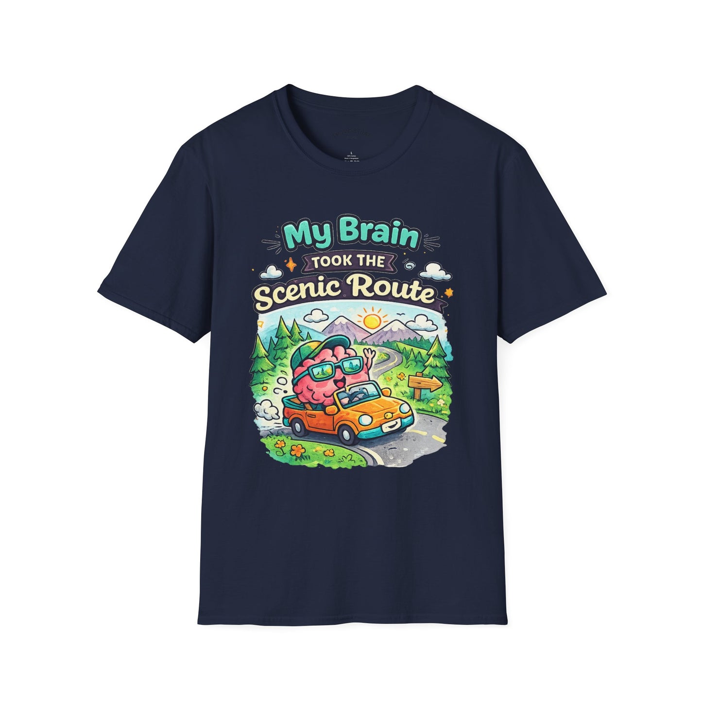 Scenic Route T-Shirt — "My Brain Took the Scenic Route" Road Trip Tee