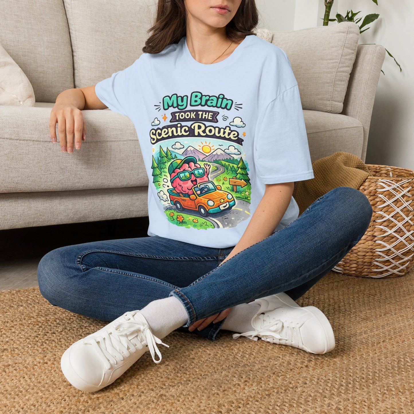 Scenic Route T-Shirt — "My Brain Took the Scenic Route" Road Trip Tee