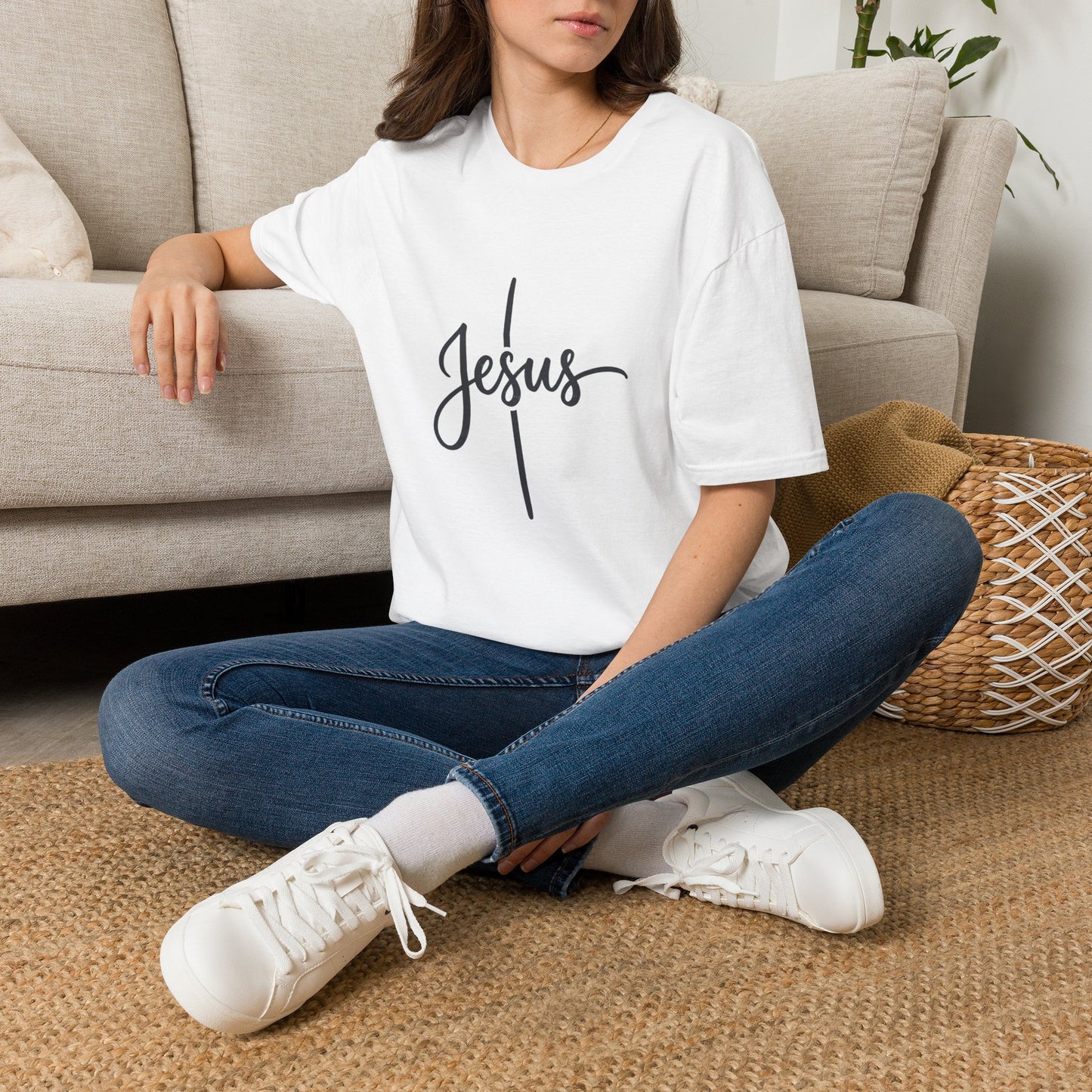 Jesus Script Cross T-Shirt — Faith Christian Tee