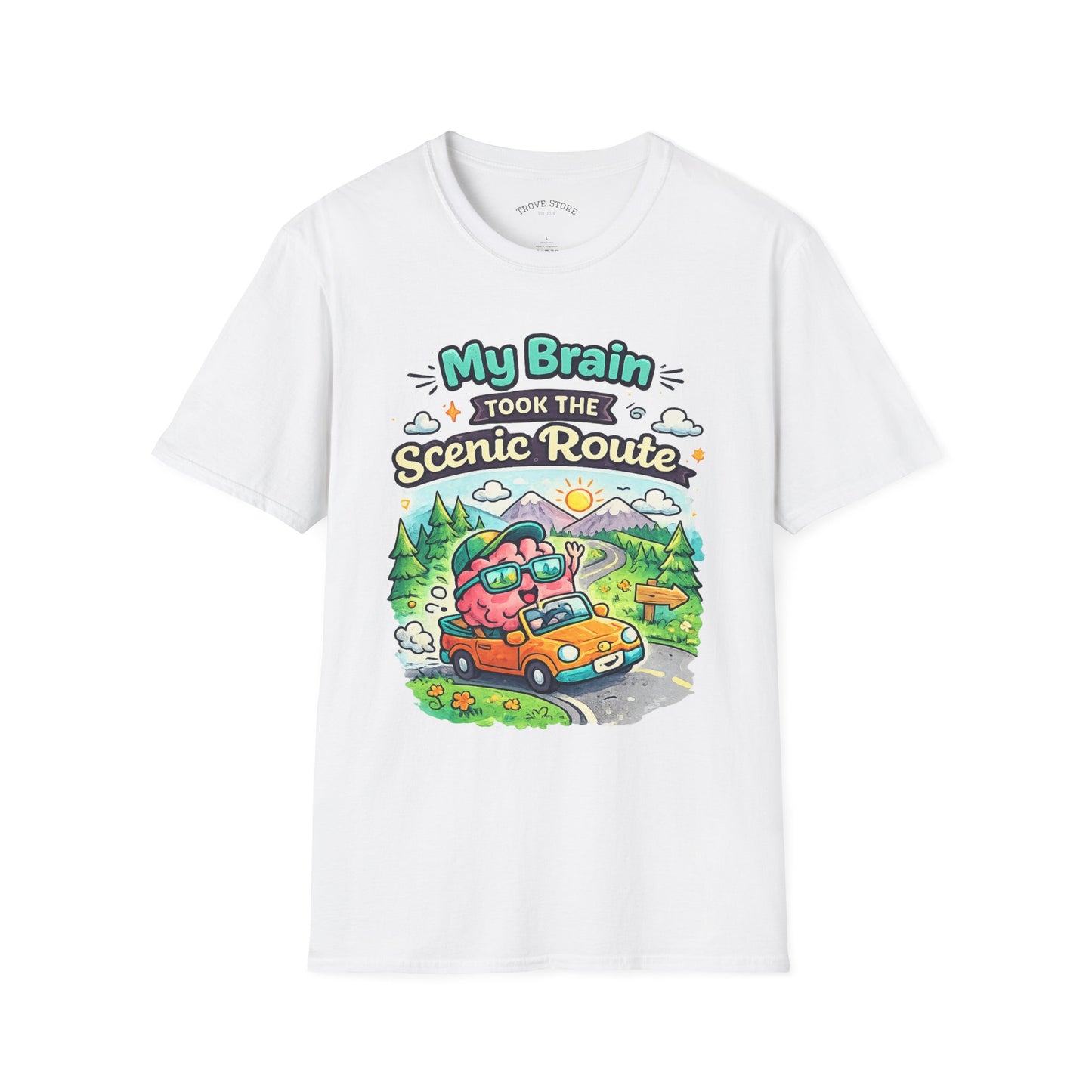 Scenic Route T-Shirt — "My Brain Took the Scenic Route" Road Trip Tee