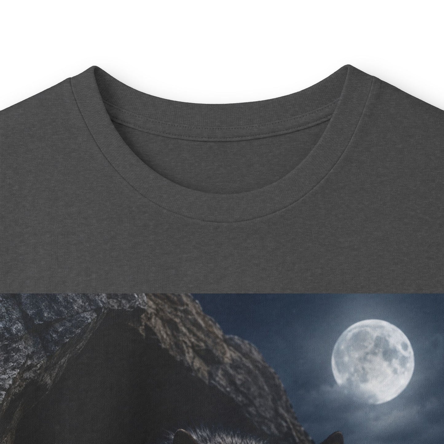 Wolf Moon Long Sleeve Tee — Realistic Wolf Night Graphic