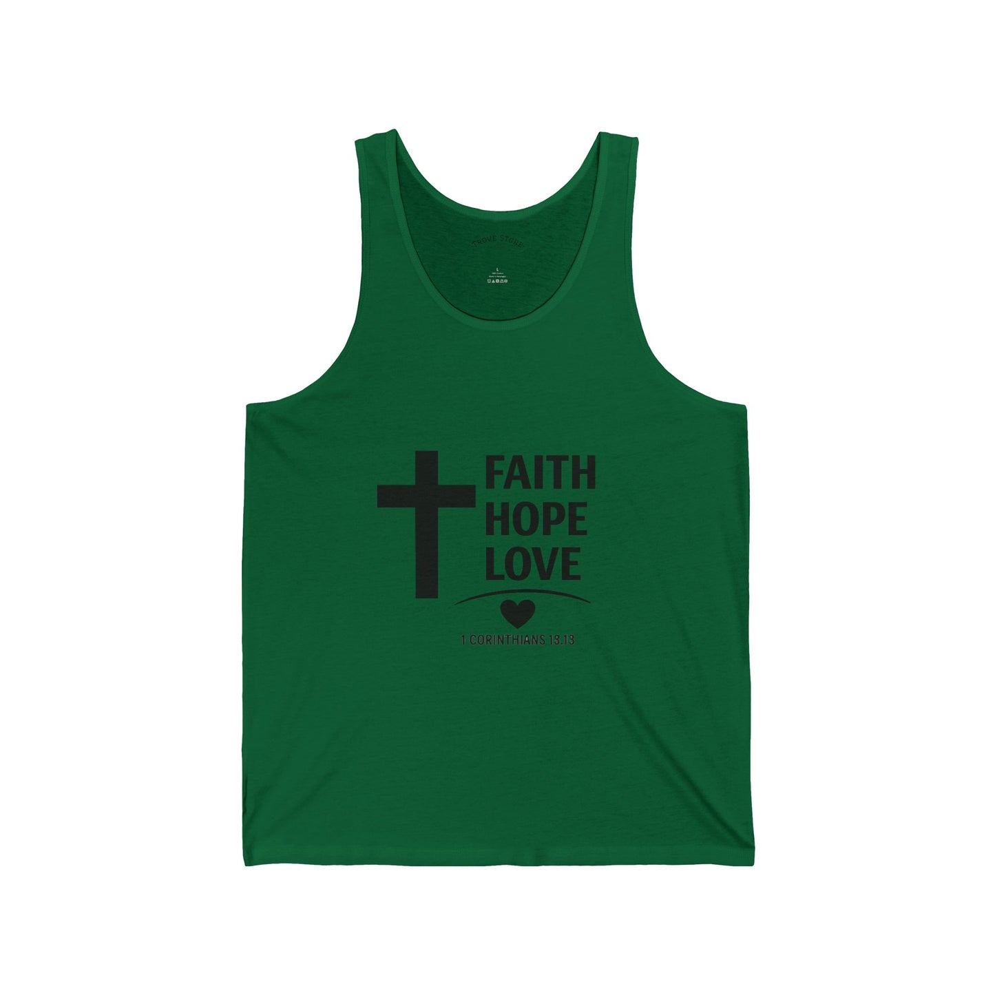 Faith Hope Love Tank Top — Christian Cross Scripture 1 Corinthians 13:13 Spiritual Graphic Tank