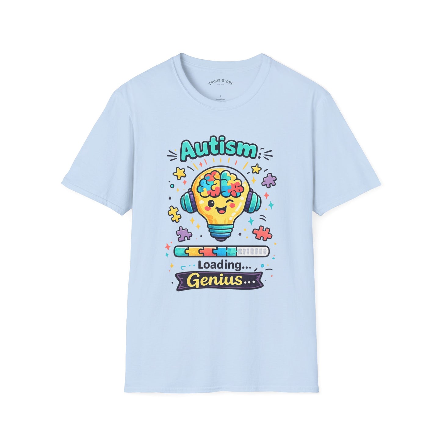 Autism Awareness T-Shirt — Cute 'Loading Genius' Puzzle Lightbulb Design