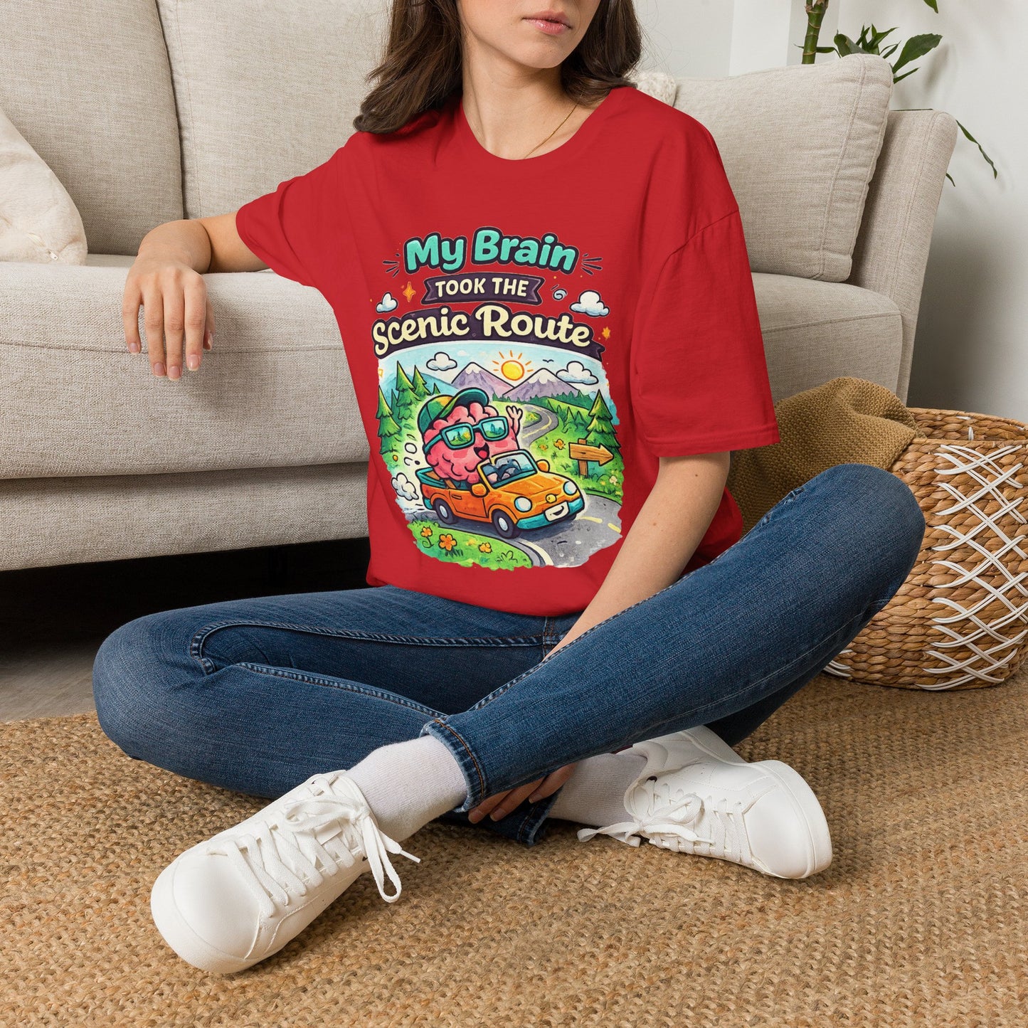 Scenic Route T-Shirt — "My Brain Took the Scenic Route" Road Trip Tee