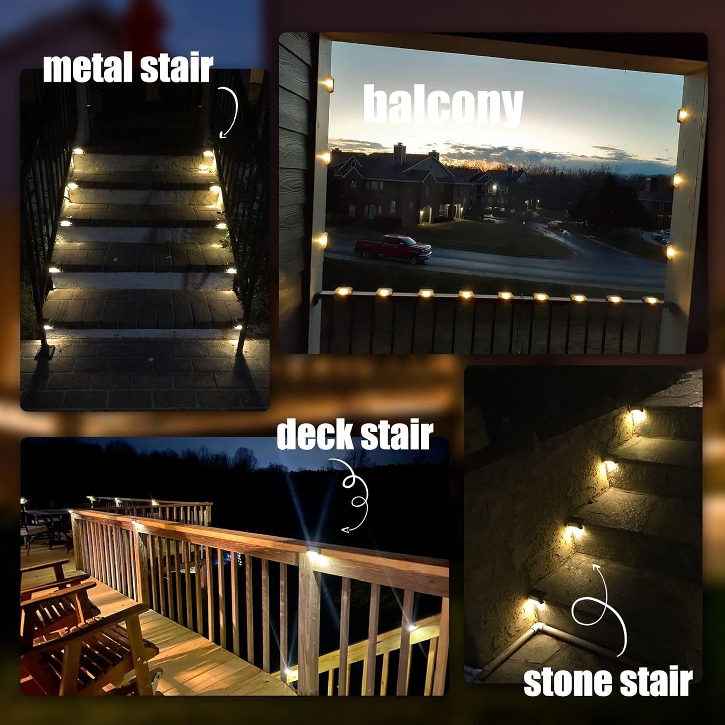 Solar Stair Lights : Auto Light Up In The Dark