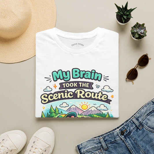 Scenic Route T-Shirt — "My Brain Took the Scenic Route" Road Trip Tee