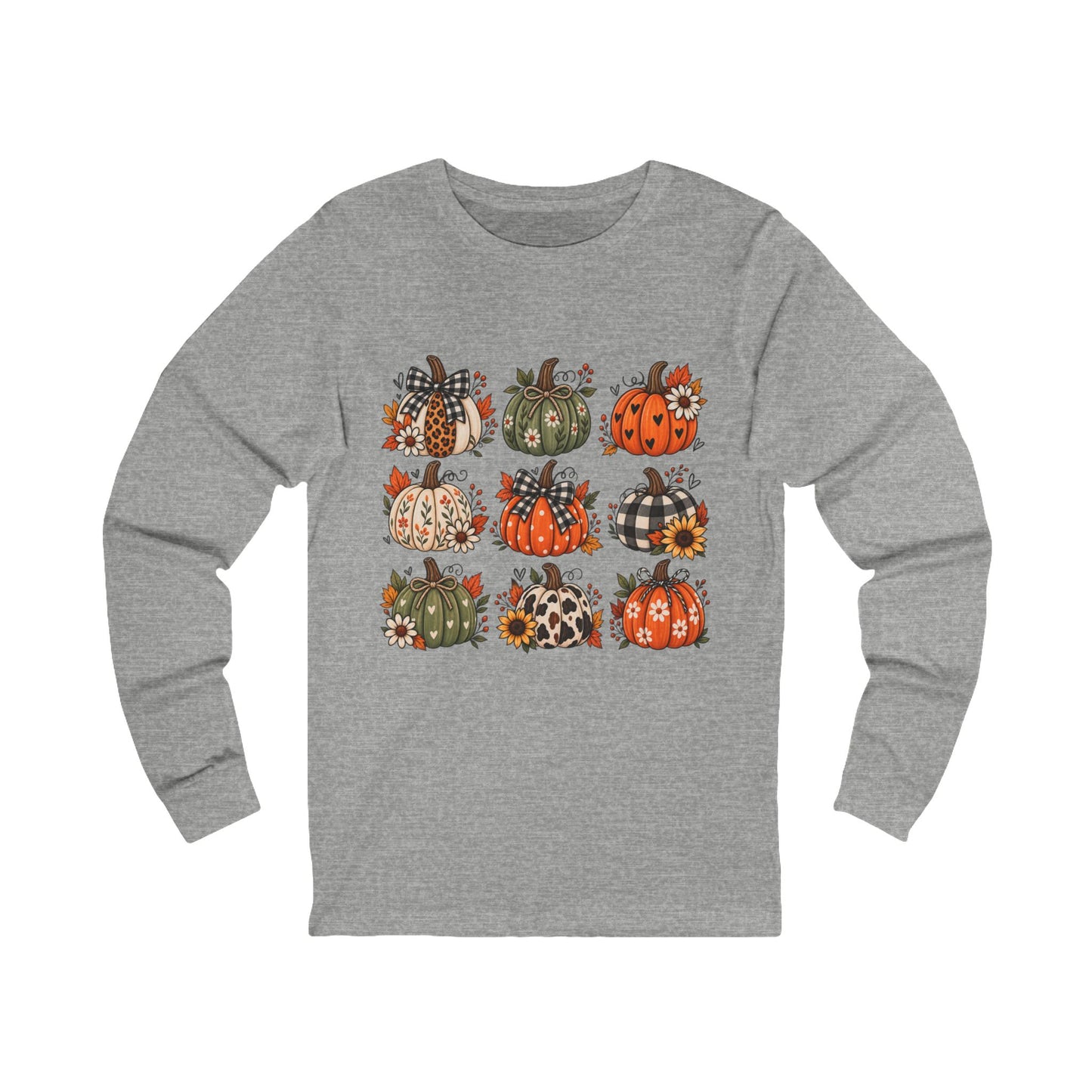 Autumn Patchwork Pumpkins Long Sleeve Tee