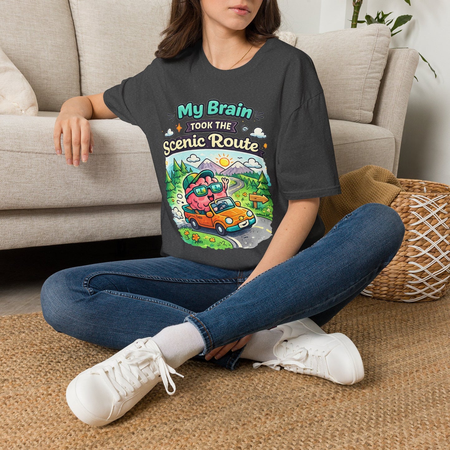Scenic Route T-Shirt — "My Brain Took the Scenic Route" Road Trip Tee