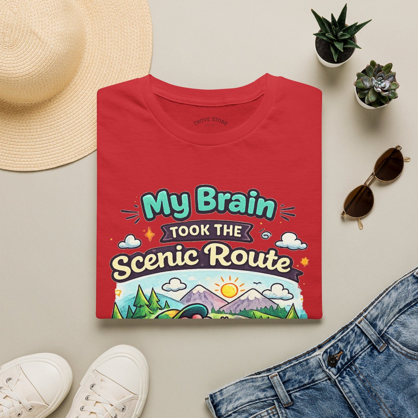 Scenic Route T-Shirt — "My Brain Took the Scenic Route" Road Trip Tee