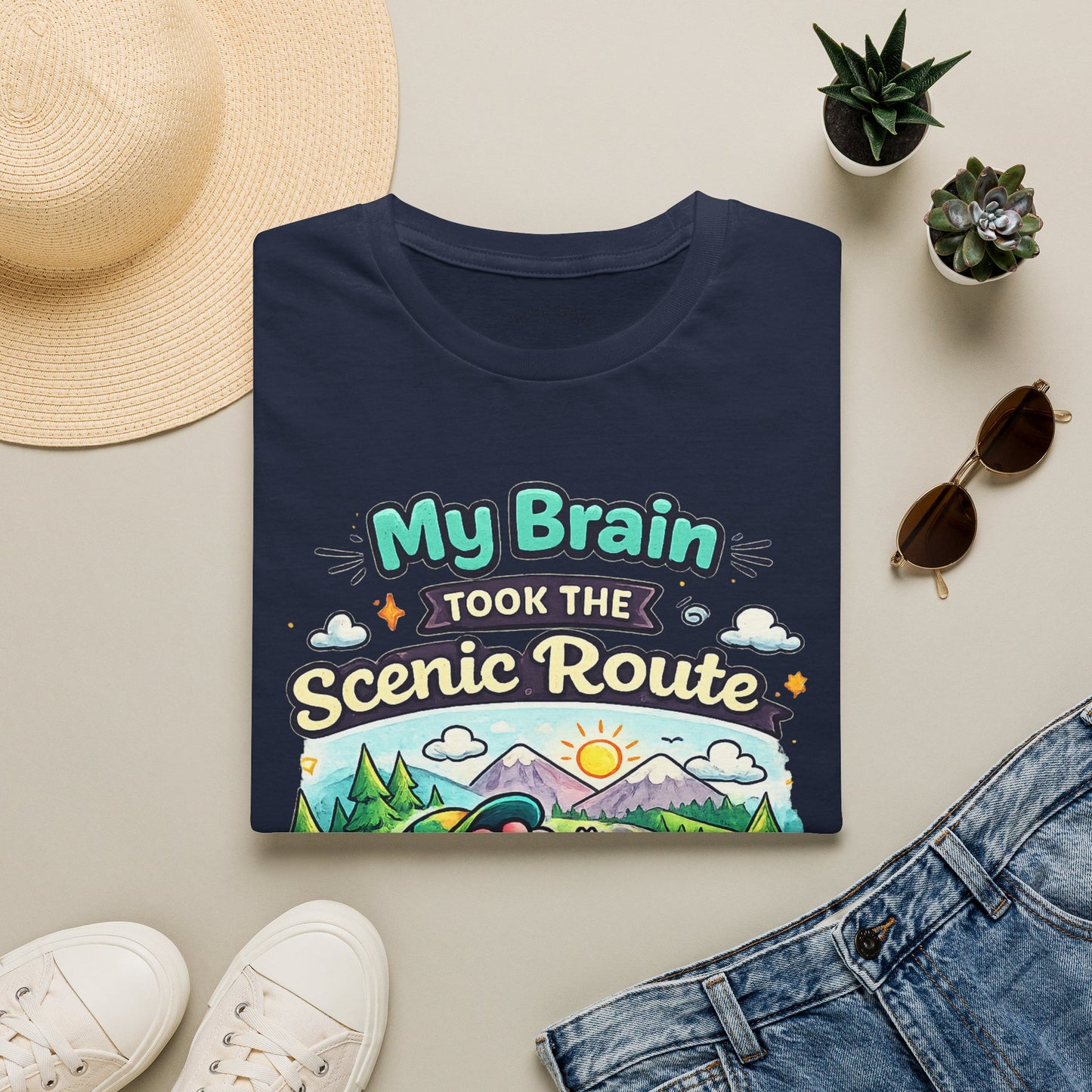 Scenic Route T-Shirt — "My Brain Took the Scenic Route" Road Trip Tee