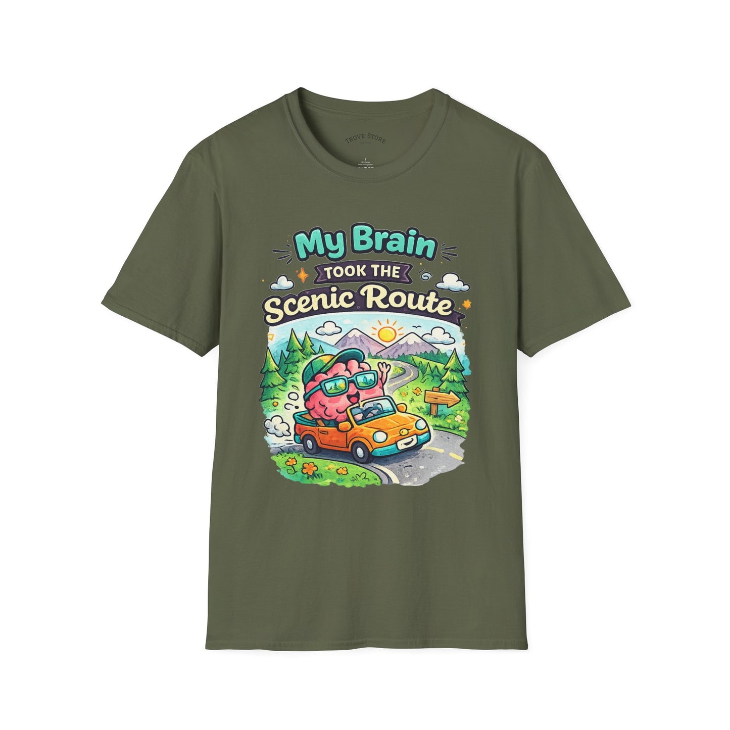 Scenic Route T-Shirt — "My Brain Took the Scenic Route" Road Trip Tee