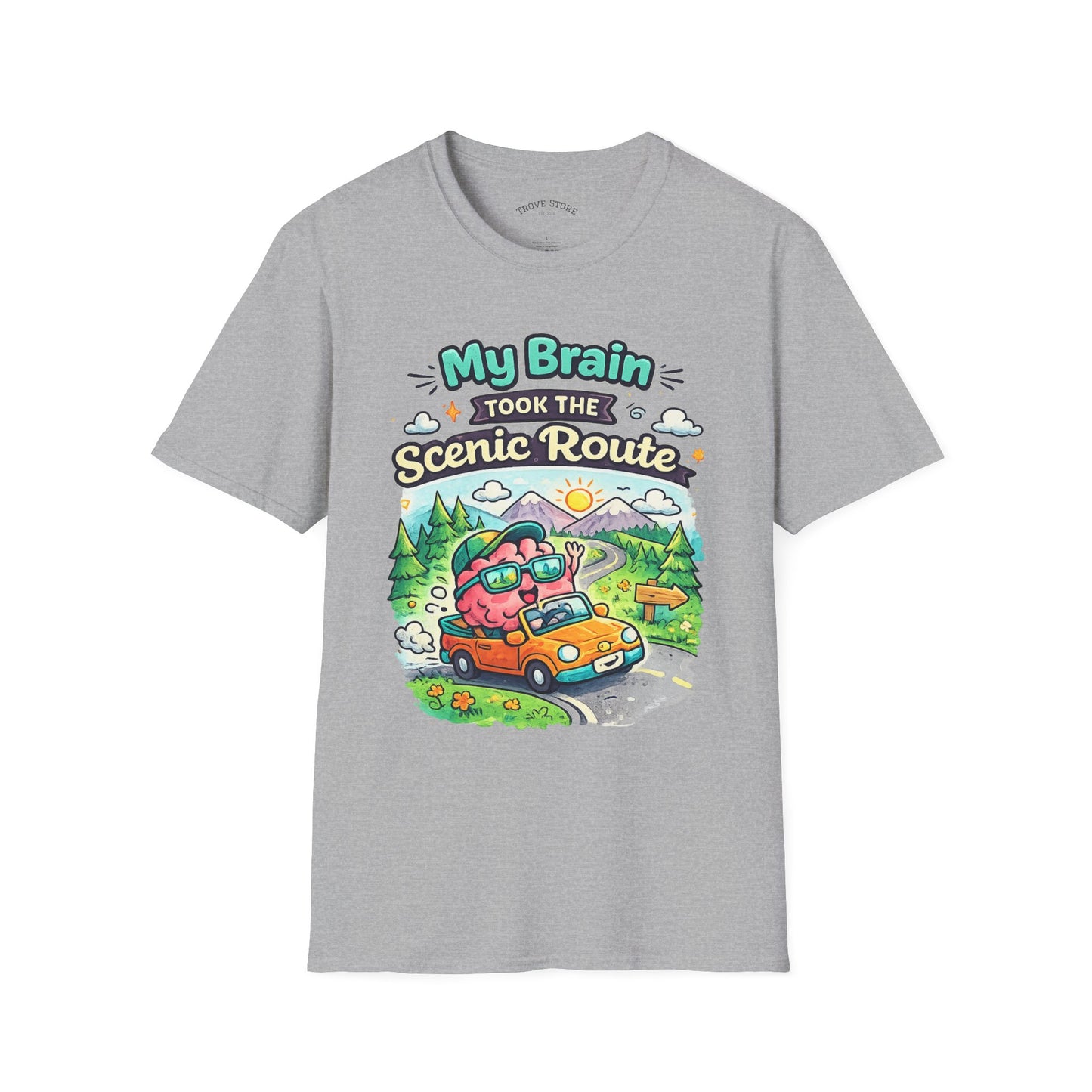 Scenic Route T-Shirt — "My Brain Took the Scenic Route" Road Trip Tee