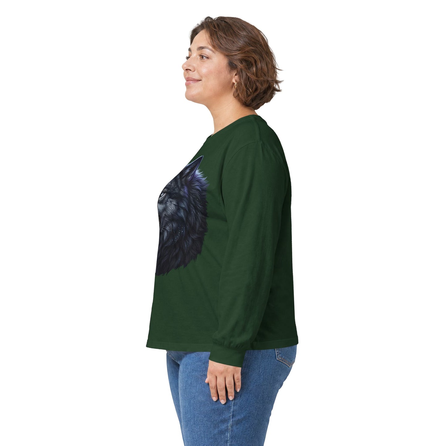 Black Wolf Head Long Sleeve Tee — Fierce Wildlife Graphic Shirt