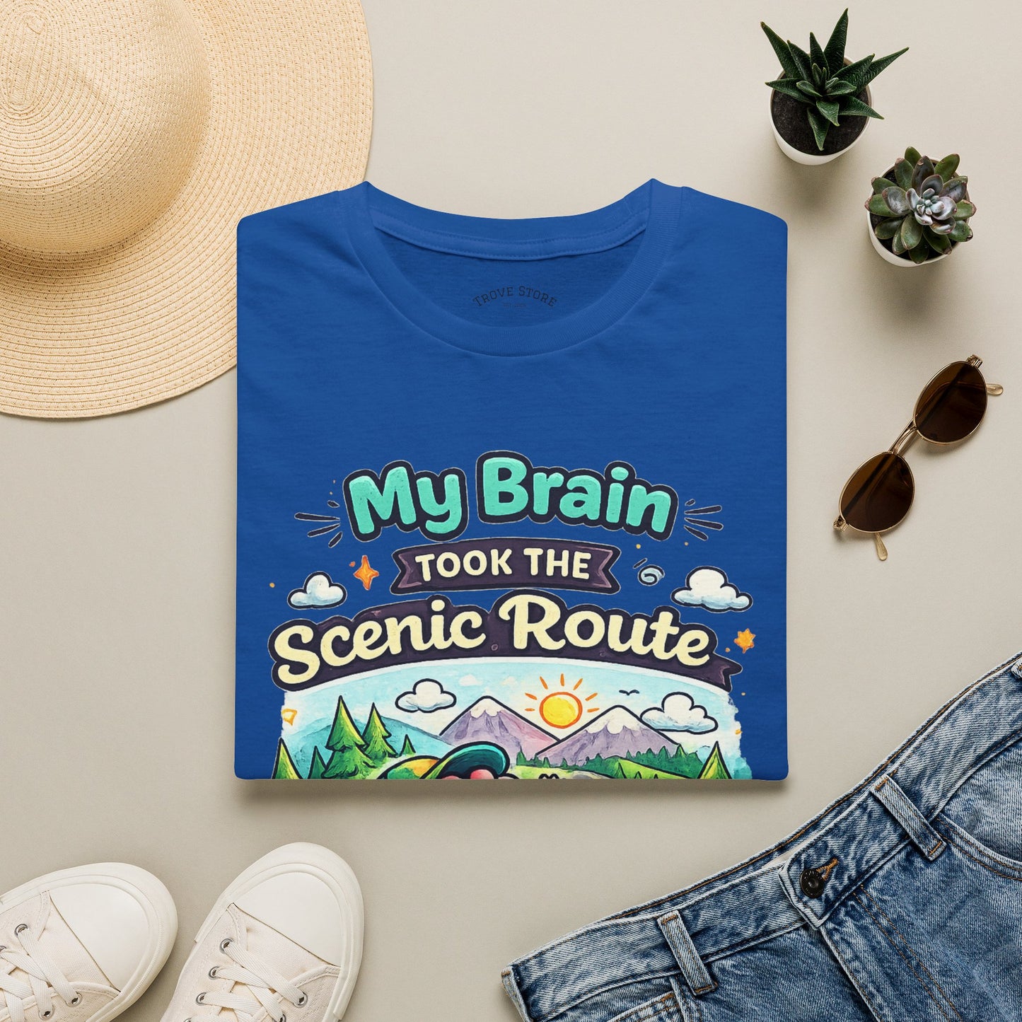 Scenic Route T-Shirt — "My Brain Took the Scenic Route" Road Trip Tee